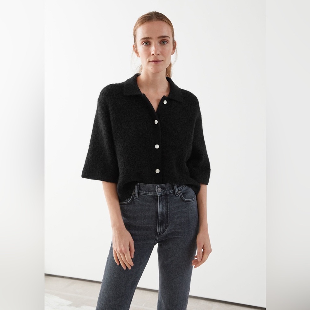& OTHER STORIES Boxy Collared Knit Cardigan